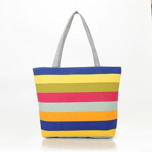 Summer Canvas Striped Rainbow Prints Beach Bags