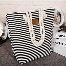 Load image into Gallery viewer, Striped Beach Bag Large Capacity Female