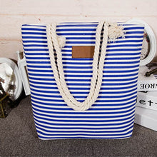 Load image into Gallery viewer, Striped Beach Bag Large Capacity Female