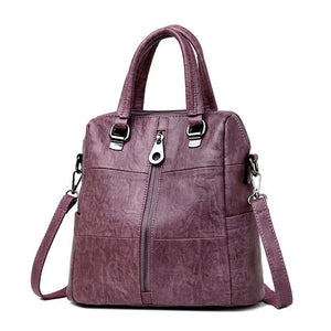 3-in-1 Women Leather Backpack