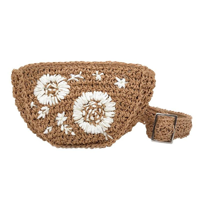 2019 Embroidered Straw Fanny Waist Bags